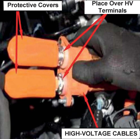 Badass High Voltage Battery Terminal Safety Covers For Electric Vehicles Sae Orange Insulated Caps 12 Pack on HV cables
