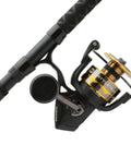Battle IV Spinning 9-Foot Fishing Rod And Reel Combo Kit With 6000 Reel, full metal body, saltwater ready, close-up view