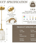 Karjearl Alabaster Pendant Lights Kitchen Island, Modern Gold Hanging Light with brushed gold and alabaster finish.