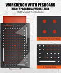 36 By 24 Inch Steel Welding Table With Heavy Duty Frame And 1200 Pound Capacity, Portable Rolling Workbench with pegboard and holes