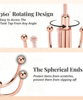 Rotating Rose Gold Closet Hangers For Bras Tanks Belt Ties 360 Degree Swivel Hook with spherical ends for secure item storage.