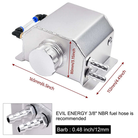 Heck Yes Solid Upgrade Aluminum Radiator Coolant Overflow Tank With Universal Recovery Reservoir and Smooth One Liter Capacity Plus 3/8 Inch Hose