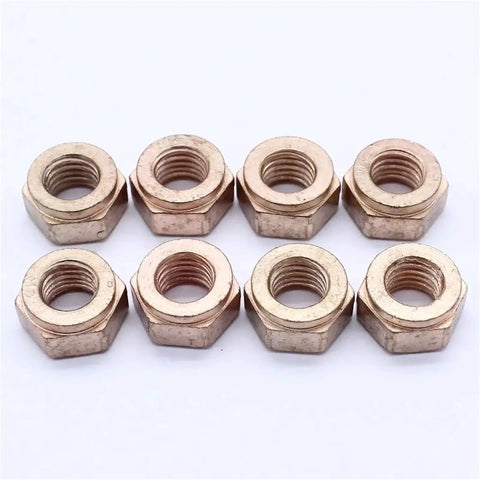 VW 8 Pack Exhaust Manifold Flange Studs and Copper Nuts M8 x 30 12mm Heads for Golf 1974-97 Kit DIY Friendly Heavy Duty Engine Hardware for Easy Install and Leak Free Seal, 8 copper nuts