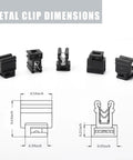 Four Way Zip Tie Mounts With Snap-In Steel Grip Clips, 50-Pack, showing dimensions in inches, ideal for cable management.