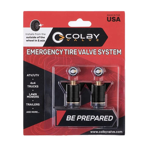 Emergency Tubeless Tire Valve Stem Replacement Kit Installs From Outside The Wheel In Under 1 Minute No Tools Required Fits Most Standard 0.453 Inch Wheel Openings 360 Brass Components Made In USA packaging