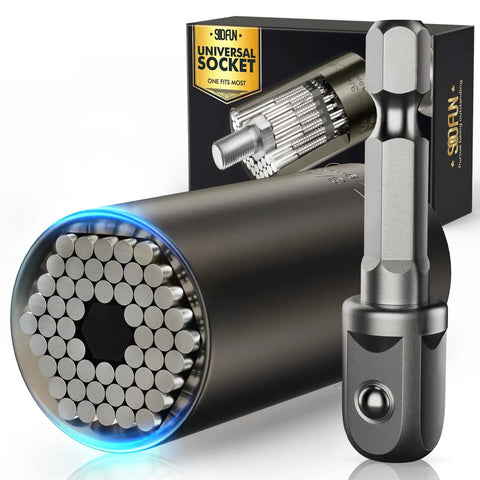 Ultimate Universal Socket Set With Power Drill Adapter Gift For Men Who Have Everything, Handy Grip Tool Kit For Dads Husbands Boyfriends, Dope Gift For Electricians Mechanics Carpenters And DIY Lovers