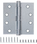 Three Pack Satin Chrome Door Hinges Four And A Half Inch By Four Inch Heavy Duty Industrial Grade Full Mortise Interior Exterior Hinges