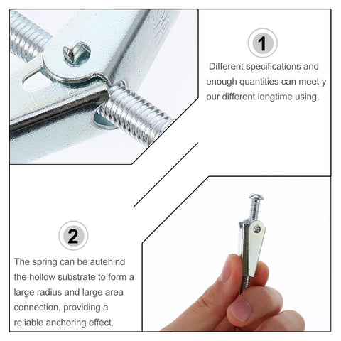 Close-up of 20 Pack Heavy Duty Drywall Toggle Bolts Kit With Wing Nuts M5 M6 Full Thread Expansion Anchors in hand