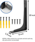 Beefed Up 10x6 Inch Shelf Brackets Set Of 4 Heavy Duty Alloy Metal Mounts With 300lbs Max Load, measuring tool, screws, anchors