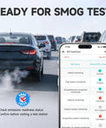 Bluetooth OBD2 Scanner For Cars Read And Clear Engine Codes With Live Data For Transmission ABS SRS HUD Dashboards OBD2 Code Reader Diagnostic Tool For iPhone And Android showing smog test readiness on smartphone screen