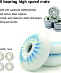 Dope LED Light Up Inline Skate Wheels Set With Magnetic Core And Bearings For Indoor And Outdoor Use 90A Illuminated Blue 90mm