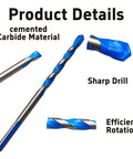 Front view: 5-piece solid carbide drill bit set, 15/64" dia, masonry bits for concrete, tile, brick, glass.