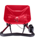 Commercial Walk-Behind Broadcast Spreader With 65 Lb Capacity For Grass Fertilizer And Seeds, red hopper view