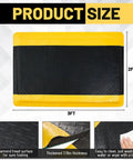 Heavy Duty Anti Fatigue Floor Mat 2x3 Ft Diamond Plate Vinyl Non Slip Ergonomic Standing Pad for Workshop Black With Yellow Border Seven Eighths Inch Thick Sponge Cushion Comfort