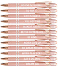 Set Of 12 Rose Gold Motivational Quote Pens With Screen Touch Stylus Snarky Office Scripture Ballpoint Pens In Black Ink