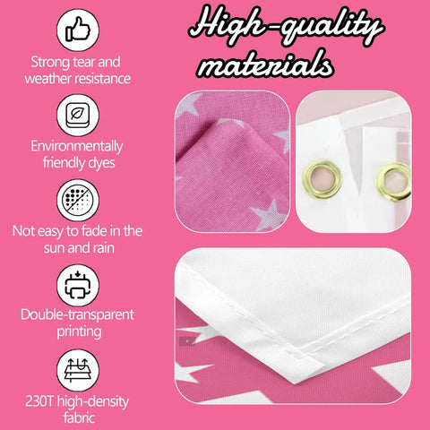 High-quality materials of personalized pink American flag 3x5ft custom flag with photo and text for bedroom dorm living room wall decor