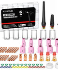 79 Piece TIG Welding Torch Accessories Kit With Stubby Gas Lens Cups No 10 No 12 For WP 17 18 26 Perfect For Arc Welding Projects And Pro DIY Weld Jobs In The Shop displayed.