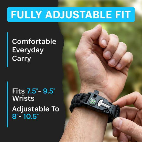 Survival Paracord Bracelet With Built In Compass And Fire Starter Kit For Hiking Camping Fishing Men Women Bear Safety Whistle And Tactical Gear
