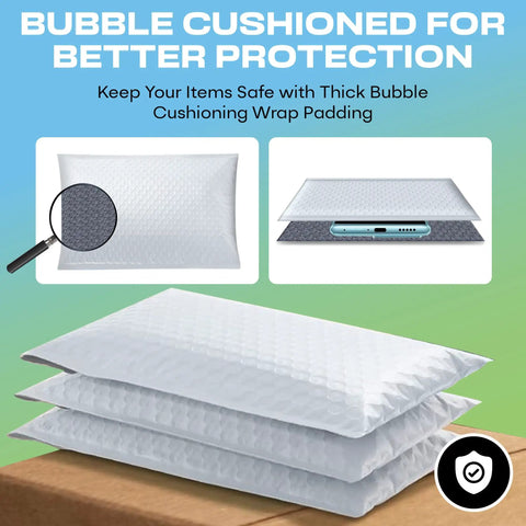White Small Poly Bubble Mailers 6x10 Inch Self Seal Padded Envelopes Waterproof Lightweight Usable 6x9 Inches Bulk 500