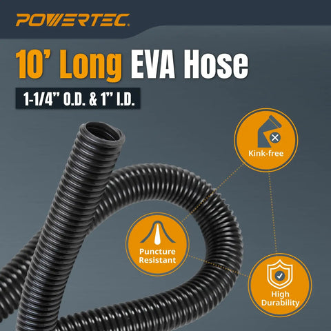 10 Ft Dust Collection Hose Kit With 5 Fittings For Woodworking Tools And Shop Vacuums Fits 1 In And 1-1/2 In OD Ports