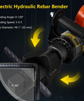 Powerful Handheld Electric Hydraulic Rebar Bender With 1500 Watt Motor showing bending angle gauge for steel rods.