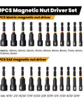 29 Piece Magnetic Nut Driver Set With SAE And Metric Bits displayed including driver sizes for impact drills