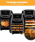Kick Up Your Kitchen Game With These Premium Air Fryer Shelves For PowerXL Vortex 10Qt, 3 Pack Stainless Steel Mesh Crisper Racks image of 3 air fryers with mesh racks.