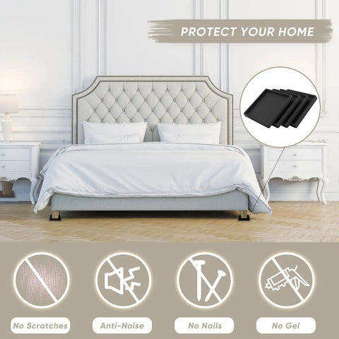 Non Slip Square Rubber Furniture Pads Three And A Half Inch Caster Cups Set Of Twelve protecting bed on hardwood floor