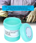 Pro Grade No Clean Flux Paste For PCB Rework And Soldering, 100g tin container with lid, background of electronics repair, 559 NC 559 ASM, Phone Repair, 28 Micron Tin Cream For BGA And SMD Wetting