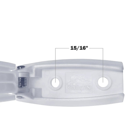 Close-up of Heavy Duty RV Storage Door Latches 12 Pack with Spring Clips and Mounting Hardware showing 15/16 inch spacing.