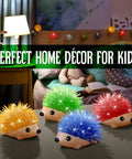 Hedgehog Crystal Growth Kit For Kids 6-12 - See Blue And Orange Crystals Form In 24 Hours, A Fun Hands-On STEM Gift That Feels Like Real Chemistry, Easy Step-By-Step Instructions For Curious Builders. Four crystal hedgehog figures in blue, orange, green, and red on a tabletop.