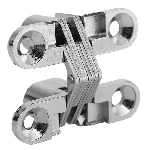 Durable Zinc Alloy Hidden Hinge Set With Concealed Cross Design For Home Use Extra Small Size 2 Pack Built To Last With Smooth Quiet Operation For Interior Doors, close-up view