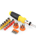 The Ultimate 34 Piece Ratcheting Screwdriver Set With Magnetic Multi Bits, Sae Metric Sockets, Phillips Slotted Torx Hex Heads for All Your Home Repair And Electronics Fixes! ratcheting screwdriver set with sockets and bits