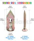 100 Count Drywall Self Drilling Anchors And Screws Kit For Quick Mounts In Gypsum Board Carbon Steel Hollow Wall Anchors