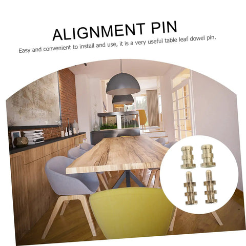 Table Dowel Pin Alignment Kit With 20 Pieces Connectors for wooden dining table joints, golden metal table leaf dowel pins