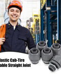 Heavy Duty Flexible Conduit Connectors NPT Three Quarter Inch PVC Pipe Couplers 5 Pack with sturdy plastic cab-tire cable joints.