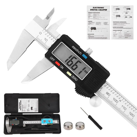 6-Inch Digital Caliper With Large LCD Screen, Stainless Steel Vernier Caliper, Auto Off, Inch Millimeter Conversion, High Precision 0.001 Inch in kit