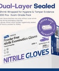 Pro Grade Nitrile Disposable Gloves 200 Count Latex Free Powder Free Chemo Rated Food Safe Exam Gloves Large Thick 3.5 Mil