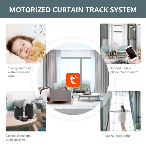 Smart Curtain Track System With WiFi Phone Control And Voice Control For Alexa And Google Home Tuya App Remote Access Motorized Curtain Rods For Auto Opening And Closing Works With Remote 125 Feet. living room window