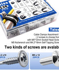 Taiss cable clamps assortment kit; stainless steel rubber-cushioned pipe clamps in 10 sizes with two screw types.