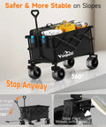 40 Inch Collapsible Wagon Cart With 500 Pound Capacity Heavy Duty Folding Beach Wagon With All Terrain Wheels 250 Liter Storage, loaded
