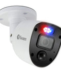Outdoor Analog CCTV Camera Two Pack With 1080p Full HD Video And Police Style Red And Blue Flashing Lights That Deter Crime Motion Activated Night Vision Up To 10 Meters And Handy Mobile Alerts For Quick Evidence And Easy Home Surveillance.