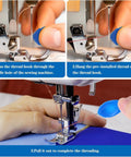 12 Pack Automatic Needle Threaders For Hand And Machine Sewing shown in use with a sewing machine, highlighting threading process.