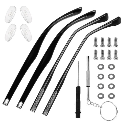 Premium Eyeglasses Repair Kit Including Two Pairs Of Replacement Arms And Legs With Non Slip Silicone Ear Tips Nose Pads Plus Full Hardware Set.