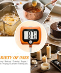 Digital Candy Thermometer With Pot Clip And Rotating Screen Deep Fry Oil Thermometer With Upgraded Silicone Insulation Cap For Accurate Frying Hands Free Readout And Easy Temperature Tracking, orange digital probe thermometer with pot clip for frying, candy, and candle making