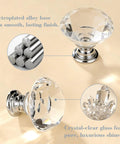Crystal Cabinet Knobs 30 Pack Set For Dresser And Cabinets, Diamond Glass Pull Handles 1 3/16 Inch, Clear Silver Finish