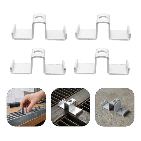 Heavy Duty Galvanized Saddle Clips For Steel Grating in silver, showcasing easy installation for industrial walkways.