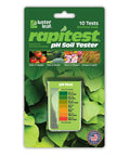 Packaging of Rapitest pH Soil Tester Kit For Home Gardeners, No Fuss Capsule System With Color Comparator, includes 10 Tests.