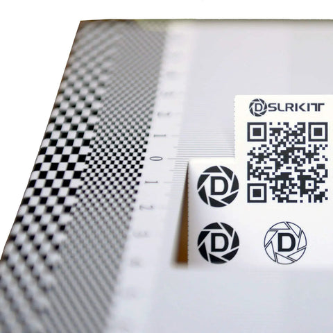 Lens Focus Calibration Tool And Alignment Ruler Folding Card Set 28x18 Cm Pack Of 2 For AF Check And Precise Focusing, white card with ruler and checkerboard