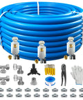 Heavy Duty Compressed Air Line Kit 3/4 Inch By 100 To 300 Feet includes blue HDPE tubing, fittings, tools, and accessories.